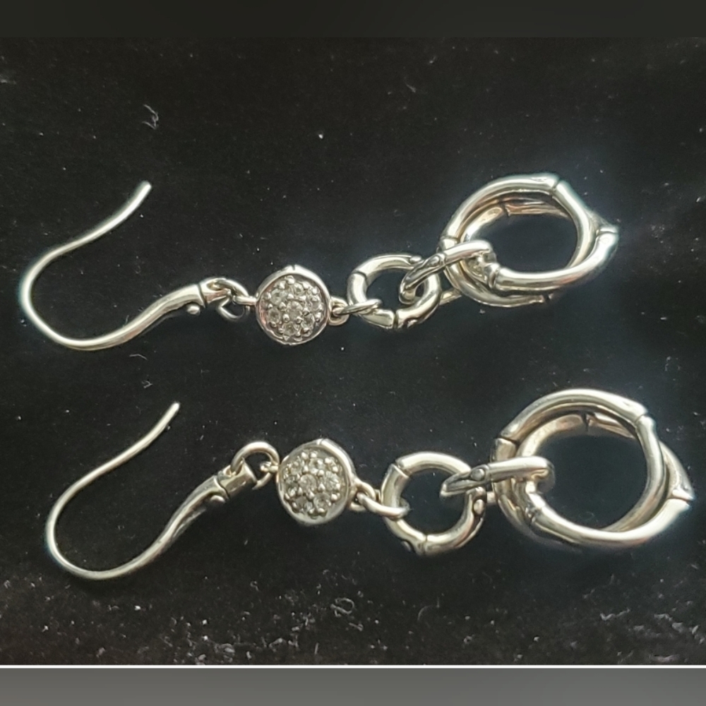 John Hardy Sterling White Sapphires Bamboo earrings.